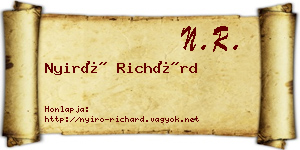 Nyirő Richárd névjegykártya